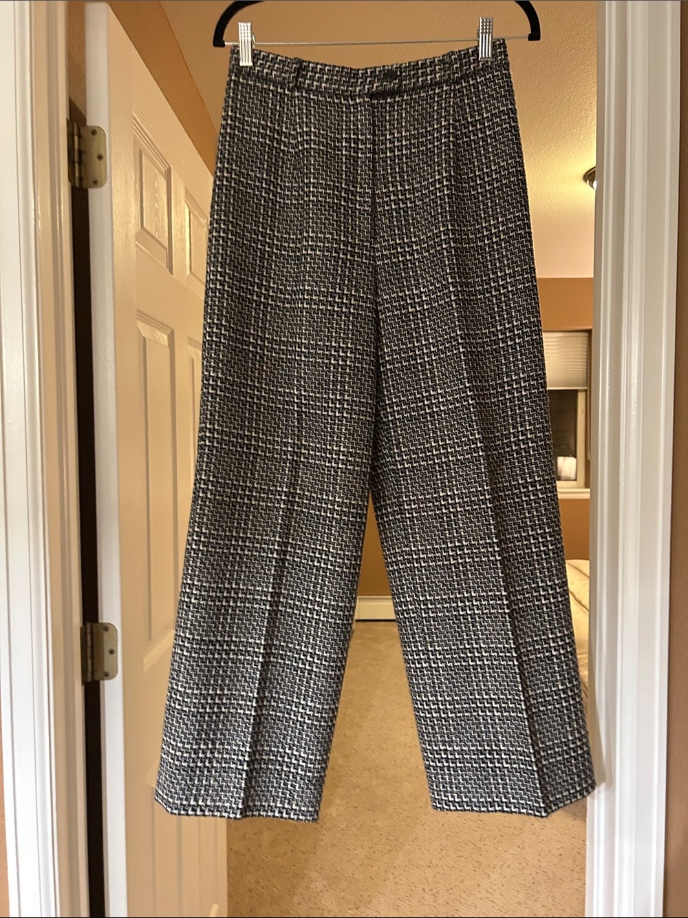 Talbots Black & White Wide-Leg Plaid Trousers